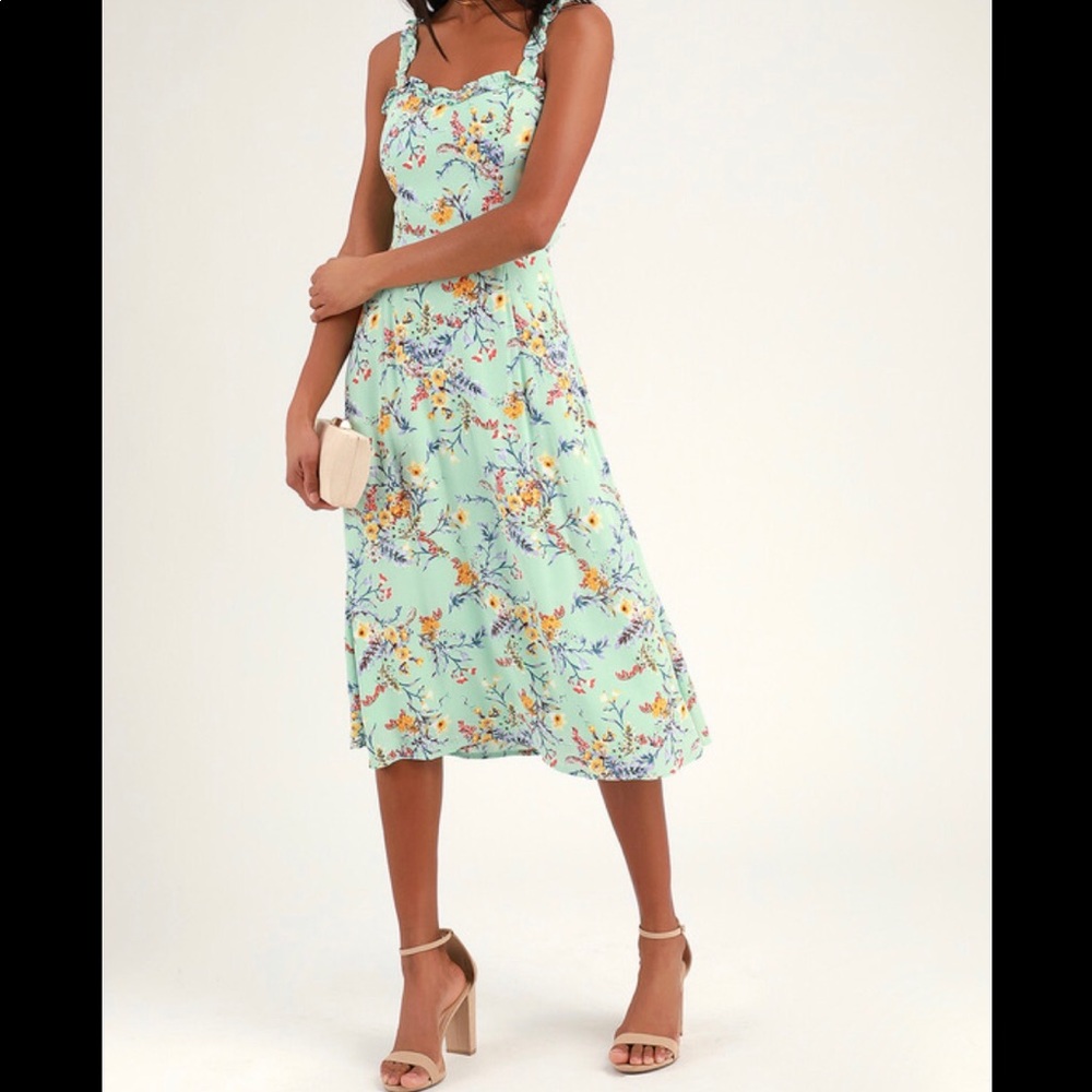 Lulus Sunny Meadow Sage Green Midi Dress